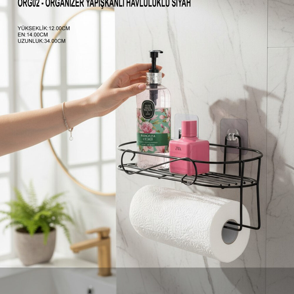 Havluluklu Yapışkanlı Siyah Organizer