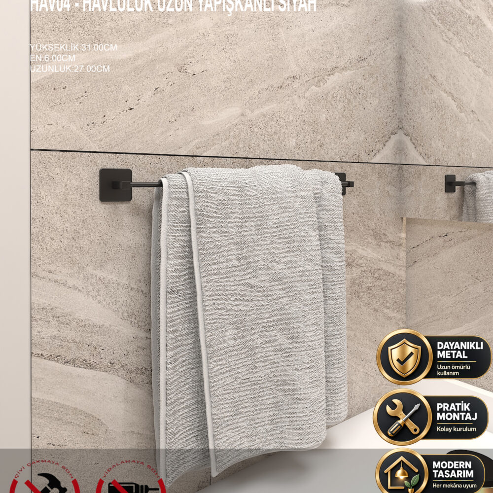 Havluluk Uzun Siyah Yapışkanlı