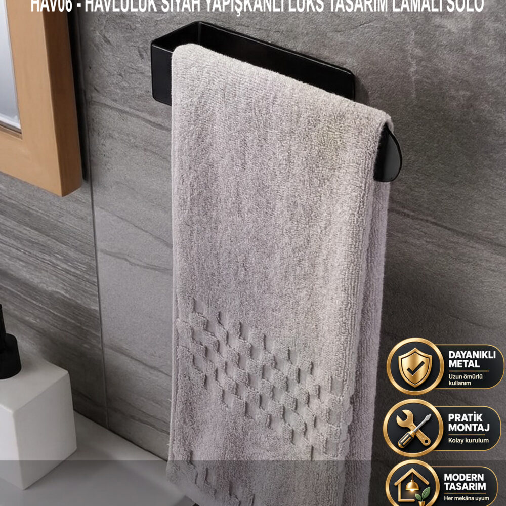 Havluluk Siyah Yapışkanlı Lüks Tasarım Lamalı Solo
