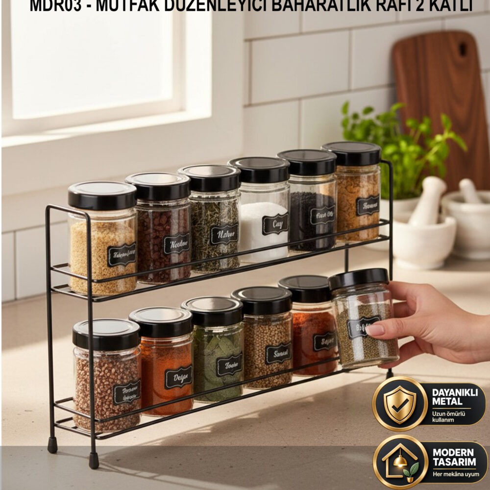 Mutfak Düzenleyici Baharatlık Rafı 2 Katlı