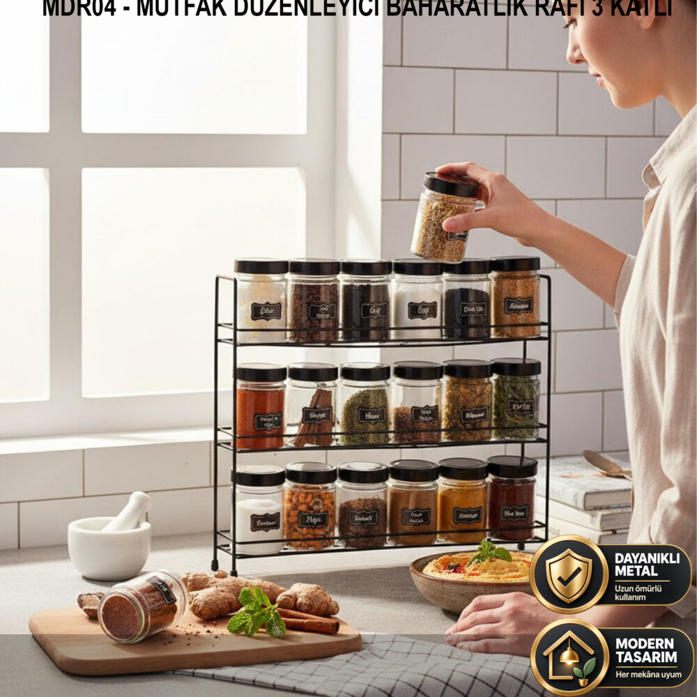 Mutfak Düzenleyici Baharatlık Rafı 3 Katlı