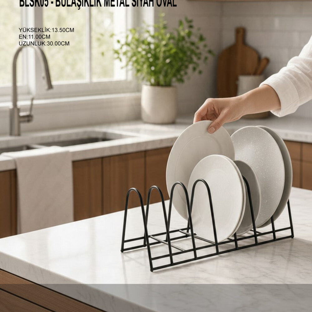 Bulaşıklık Metal Siyah Oval