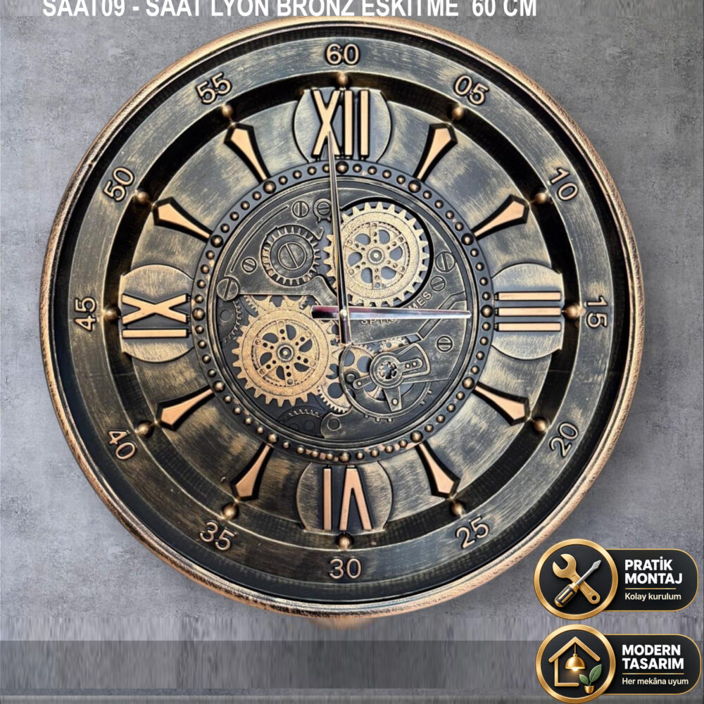 SAAT LYON BRONZ ESKİTME  60 CM