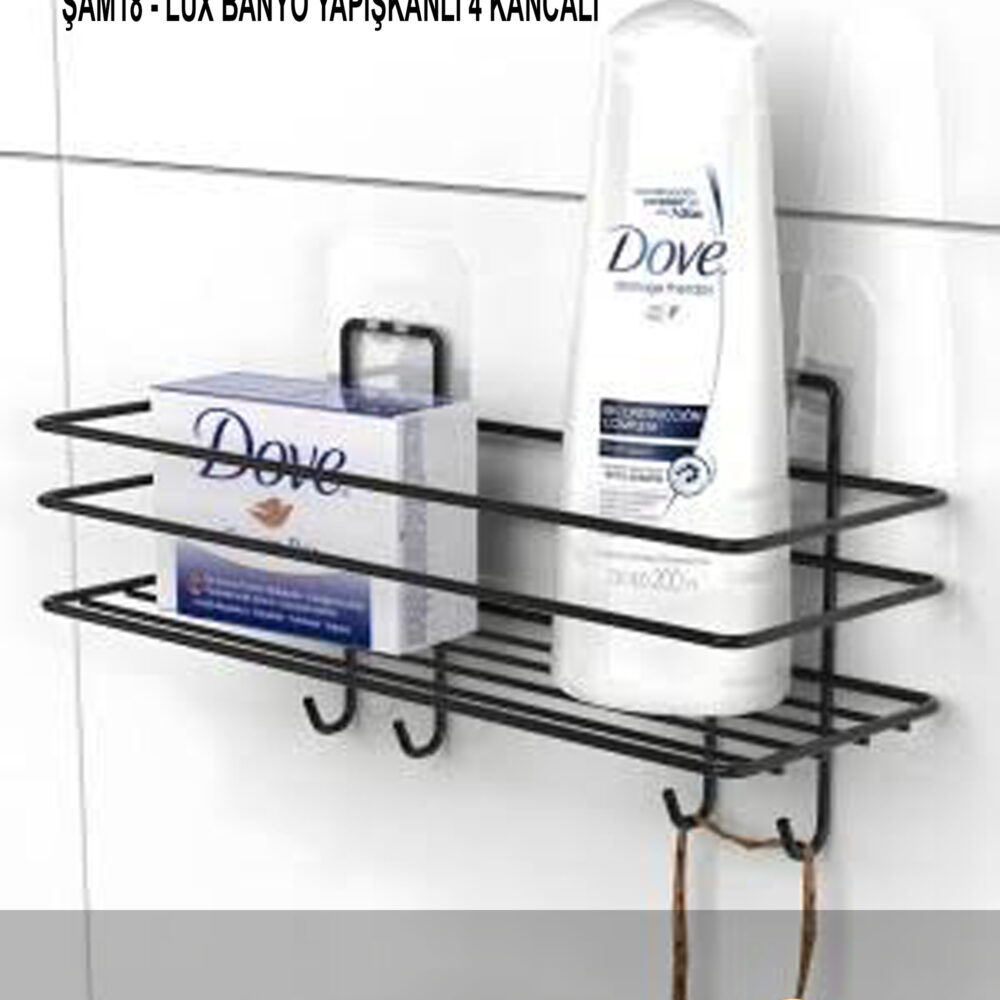 Lüx Banyo Yapışkanlı 4 kancalı Şampuanlık
